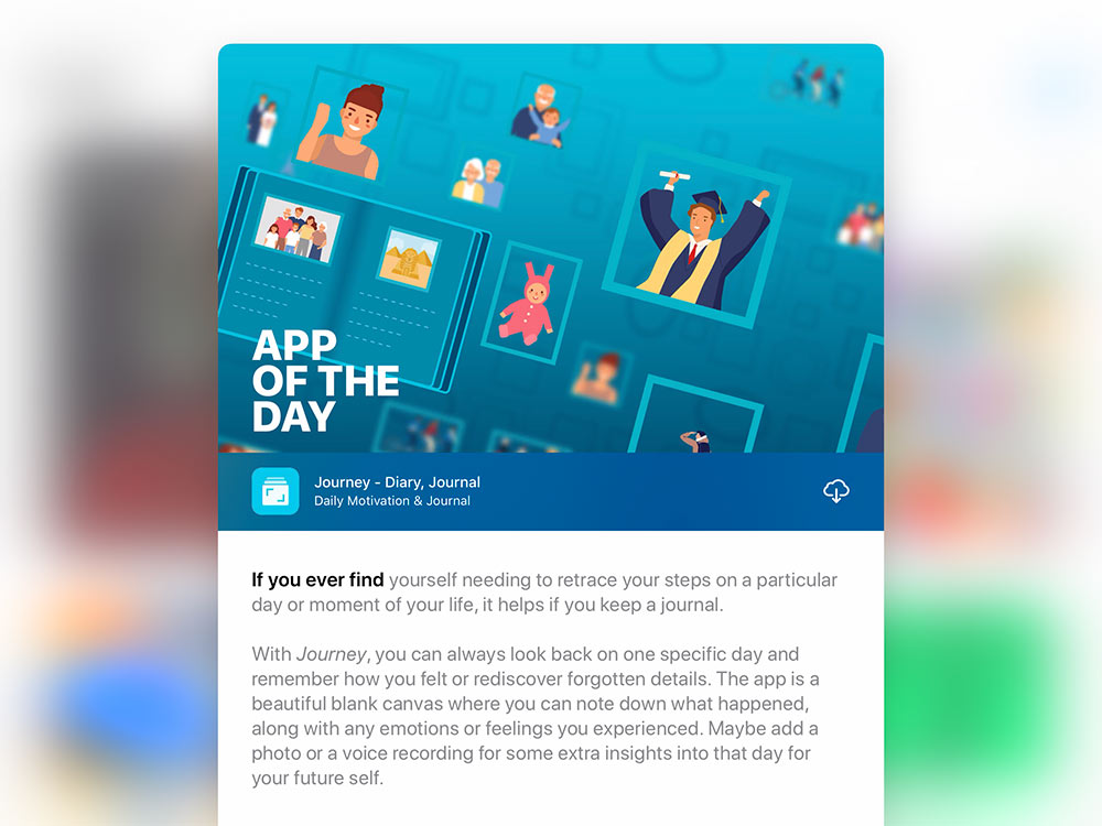 Journeyジャーナルと日記がAppleアプリオブザデーとして選ばれました。