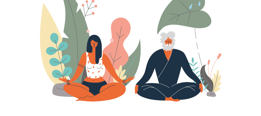 A couple meditate and reflect on life.