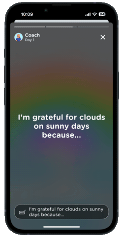 Suggerimenti per la gratitudine nel diario nell'app di scrittura guidata, Journey.