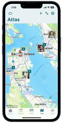 A digital journal app called Journey which shows the location of the journal entries in a map.